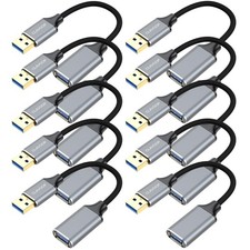 Short USB Extension Cable 6 inch 10 Pack, 3.0 0.5FT
