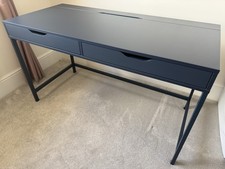 IKEA Alex Desk Blue, 132 x 60 x 76cm, Cable Management, Two Built-In Drawers