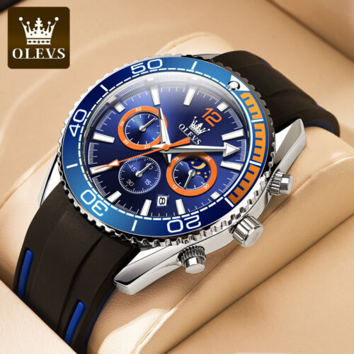 OLEVS Men Wristwatch Big Dial Quartz 30M Waterproof Luminous Fashion Sport Watch - Afbeelding 1 van 43