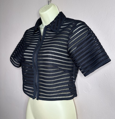 Nanette Lepore Y2K See Through Black Top Light Jacket Size XS - MADE IN USA - Picture 2 of 9