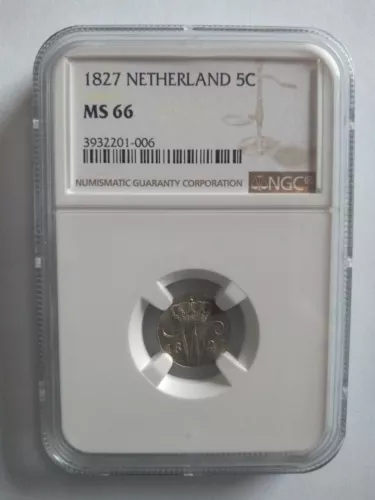 Netherlands 5 cent 1827 Utrecht NGC MS 66