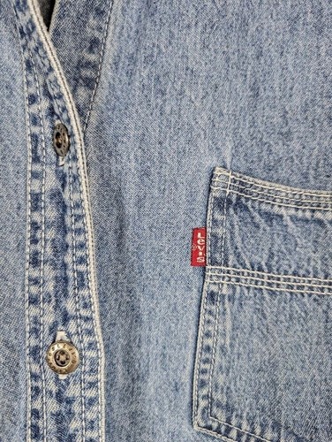 Levi's Denim Button Up Shirt Womens Size Large Vintage 90s Western Red Tab Rodeo - Picture 4 of 5