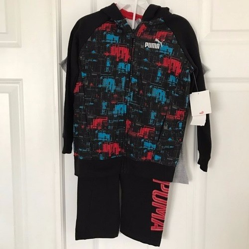 PUMA NWT Boys 3PC Sweat Suit Shirt Tee Top Pants Warm Up Hoodie Sweatshirt 4 5 6 - Picture 2 of 6