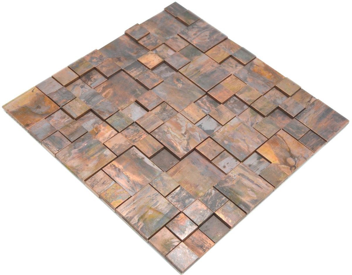 Mosaïque Cuivre 3D Brun – 10 Plaques – Pour Cuisine Et Salle De Bain