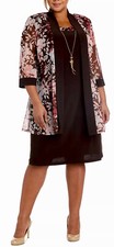Women  s Formal 2PC Jacket Dress Plus Size 16W R M RICHARDS Brown Floral Sheath
