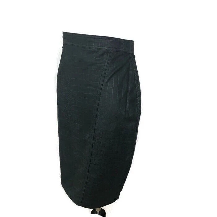 Falda de cuero vintage Greg Adams para mujer talla 9 10 cintura alta negra estampada Foto 3 de 4
