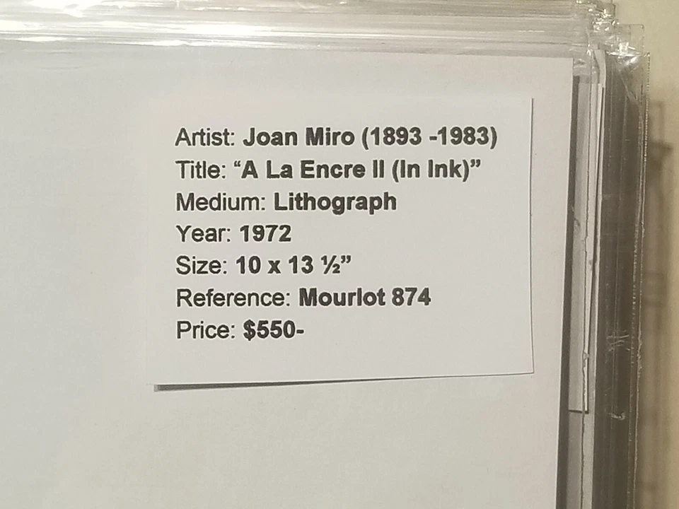 Joan Miró "LA ENCRE II" Original Color Litografía Arte Surrealista 1972 Arte Moderno Foto 3 de 4