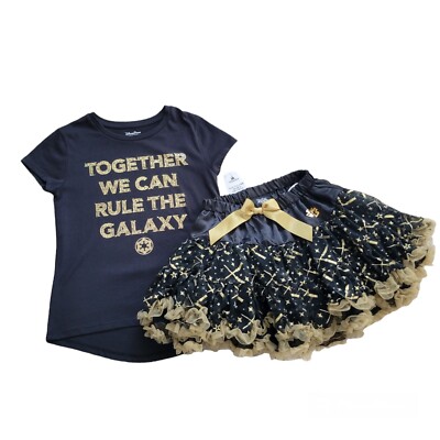 NWT Disney Parks Star Wars Black Gold Pc Tutu Skirt T-Shirt Set L 10/12  #3117 - Main Image