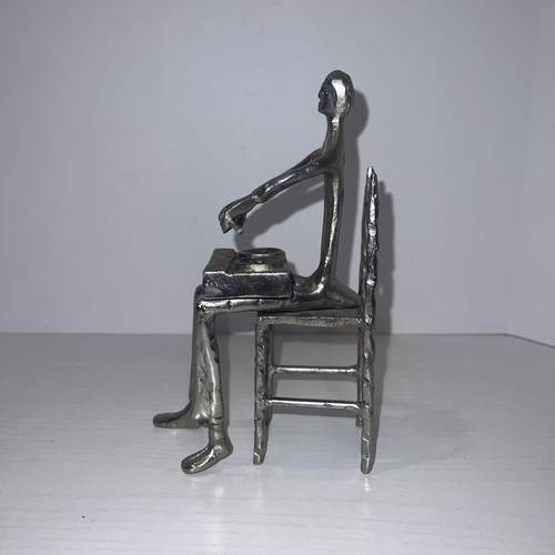 Cast Iron Metal Art Sculpture Modernism Modernist Statue Man Musician - Picture 2 of 8