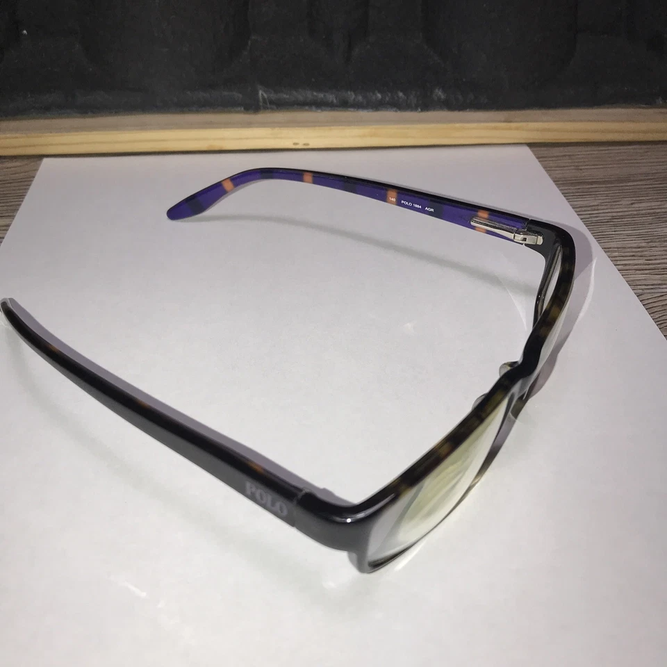 Polo Ralph Lauren 1884 框架 仅 54-15-140 玳瑁矩形 10521 紫色 In — 第 2/4 张图片