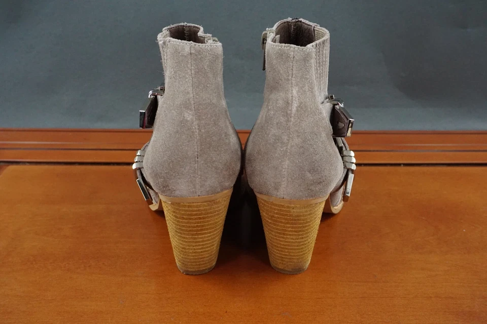 Jeffrey Campbell Texan Zapatos Para Mujer 7.5 Marrón Gamuza Tacón Apilado Botín Foto 4 de 4