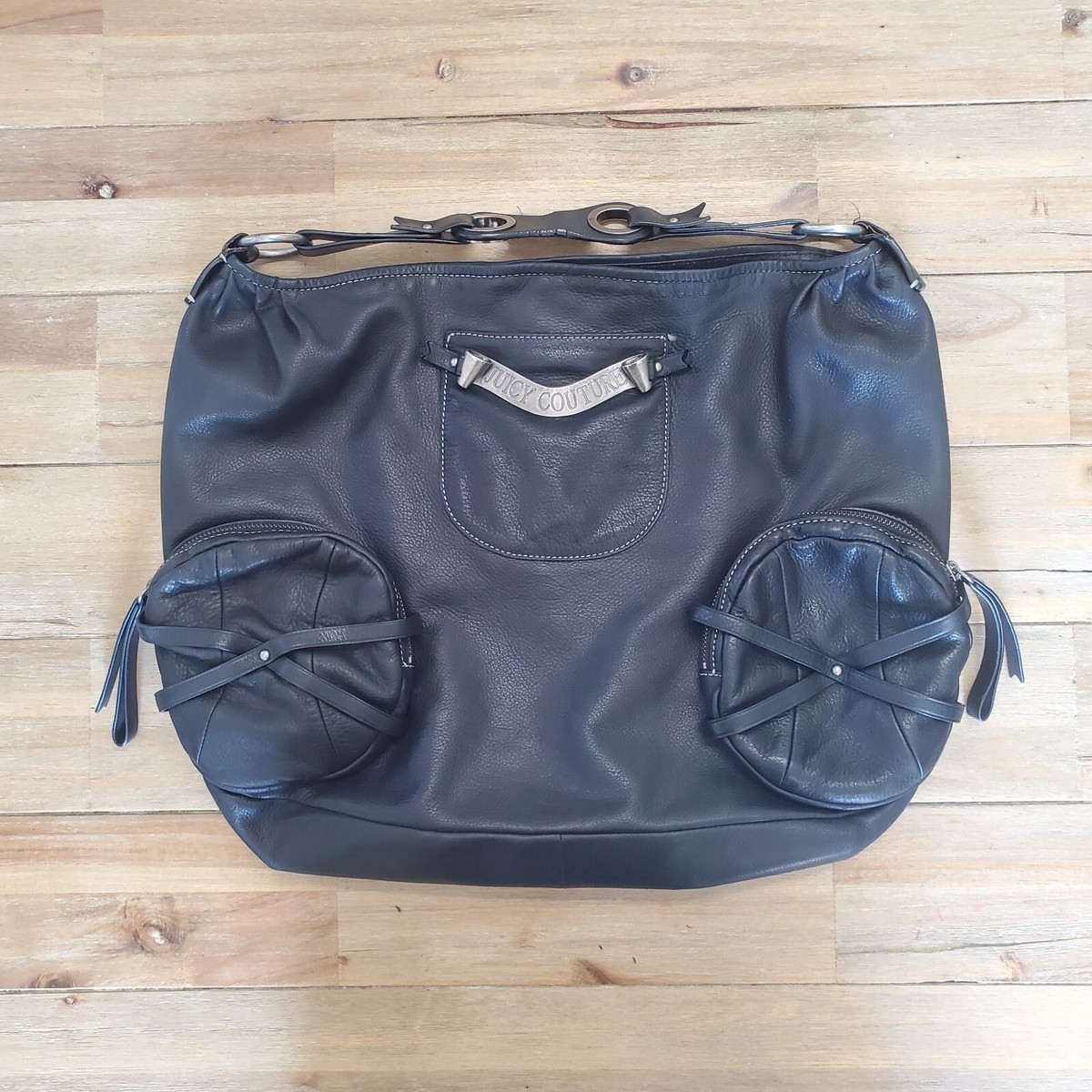 Juicy Couture Black Genuine Leather Butter Soft Handbag Tote