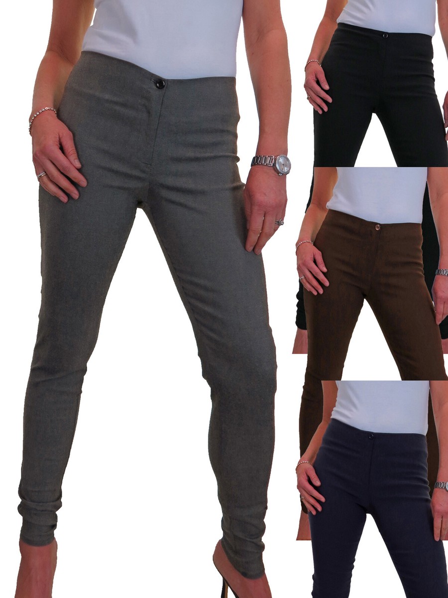 Ladies Skinny Fit Stretch Trousers - Work, Office & School Pants, Sizes 4-16