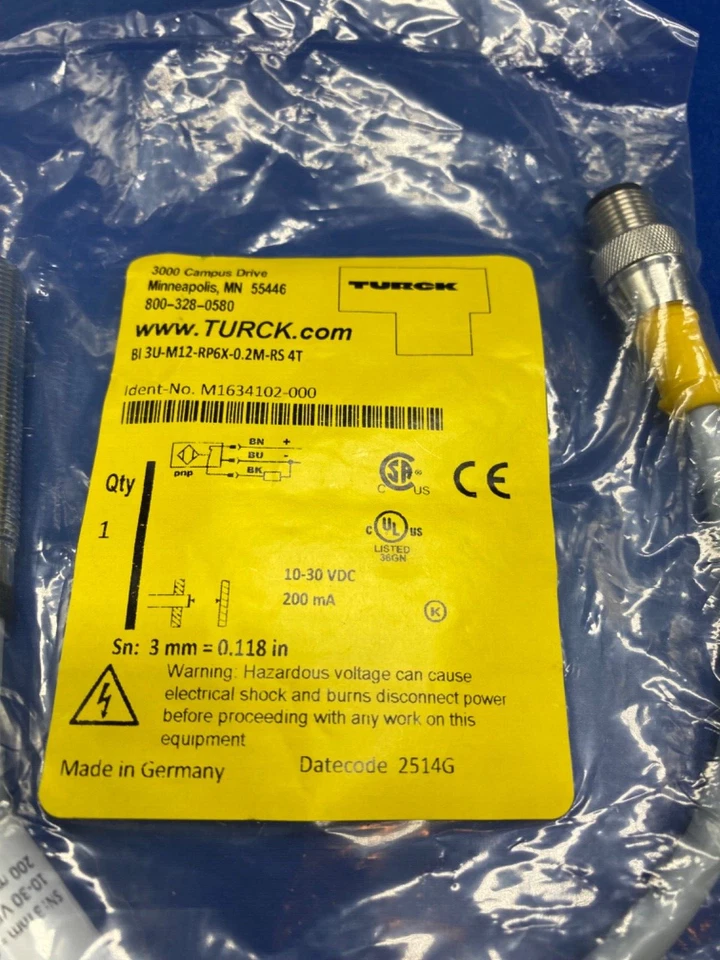 Turck proximity switch N.C. PNP, M1634102-000, BI3U-M12-RP6X-0.2M-RS-4T - Image 2 of 4