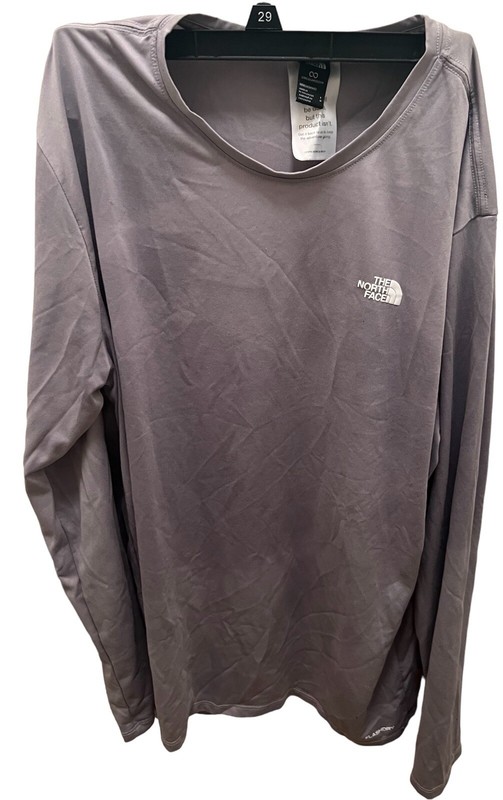 Grey White Men’s Circular Design The North Face Long Sleeve T-Shirt Large