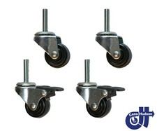 1-5/8" Stem Caster w/ 3/8" x 1-1/2" Stem  Rubber Wheel 4 pk, 2 w/brake 