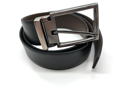 Unbranded Dress Belt Black Mens Sz 32 Silver Buckle Pebbled Leather 1 3/8''