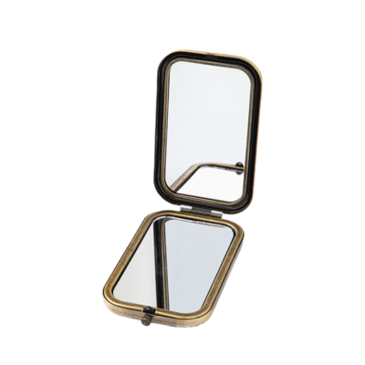 Vintage Metal Fold Peacock Mirror Portable Travel Double Dided