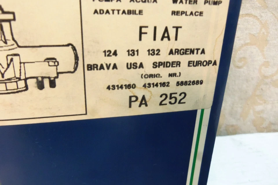 BOMBA DE AGUA FIAT 124 131 132 ARGENTA BRAVA SPIDER SPECIAL T # PA 252 NUEVO DE STOCK Foto 3 de 3