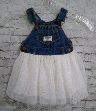 OshKosh B'gosh Denim/Tulle Vestbak Overall Dress Jumper 6 Months