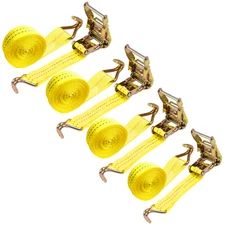 4-set Lasso Wheel Lift Straps Ratchet J Finger Hook Tow Towing Tie Down