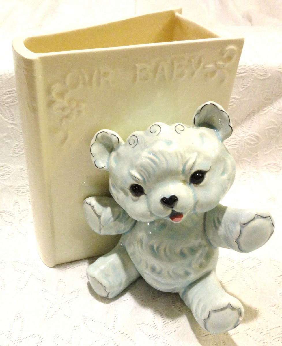 Adorable Kay Finch Our Baby Ceramic Book Planter Vase Bookend Blue Bear  Nursery | eBay