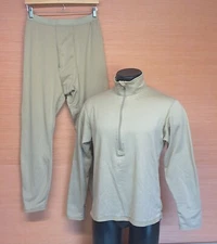 USGI Desert Tan Mid Weight L2 Cold Weather Waffle Grid Shirt Drawers Set Medium