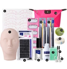 Makeup Practice Lash Starter Kit Eyelash Extension Face Mannequin Training Head