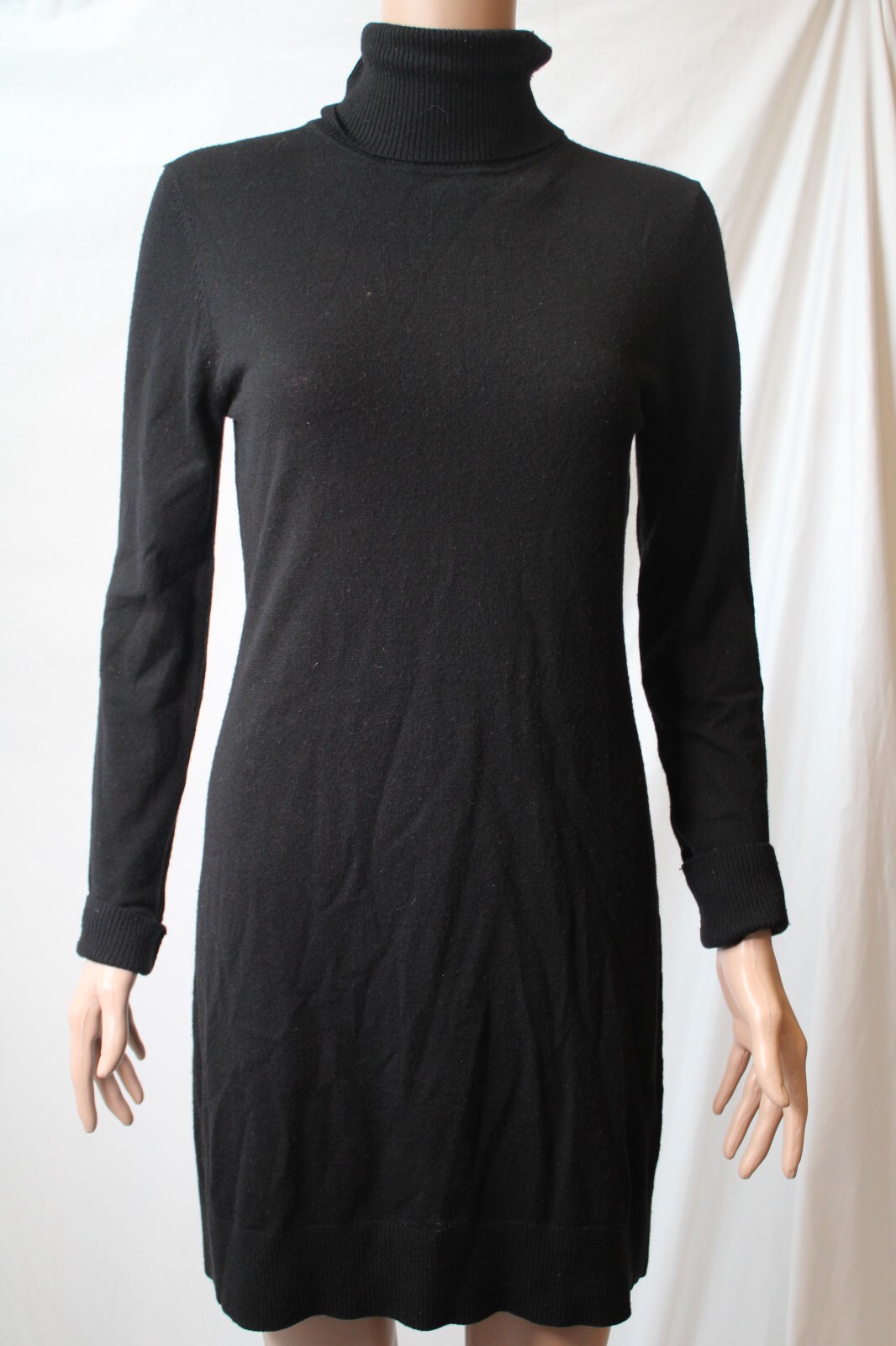 Repeat black wool/cashmere turtle neck dress size… - image 1