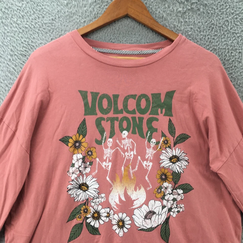 Sudadera Volcom Piedra Flor Calavera Estampado Gráfico Mujer XS Rosa Pullover Foto 2 de 4