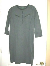 Women's~RALPH LAUREN~GRAY~100%COTTON~2 ZIP POCKETS~3/4 ZIP~3/4 SLEEVES size L