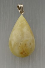 White Drop Genuine BALTIC AMBER Silver Pendant 3.1g p160427-43