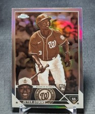Jeter Downs Sepia Refractor Rookie RC 2023 Topps Chrome Card #56 Nationals. rookie card picture