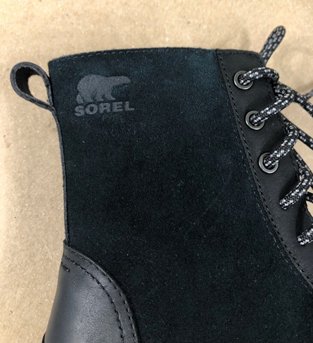 NEW SOREL Womens Emelie Waterproof Leather Lace-Up/Zip Combat Boot US 7.5 Black - Picture 16 of 19