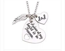 Memorial Necklace A Piece of My Heart is in Heaven Memorial Dad Pendants Charm