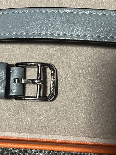 Hermes Apple Watch 38/40/41/42mm Attelage Skórzany podwójny pasek turystyczny niebieski LAN JP - Zdjęcie 2 z 2