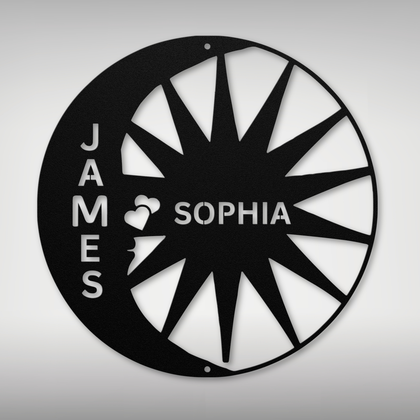 Personalized Moon Sun Couple Names Metal Sign Custom Home Decor Gift for Couples