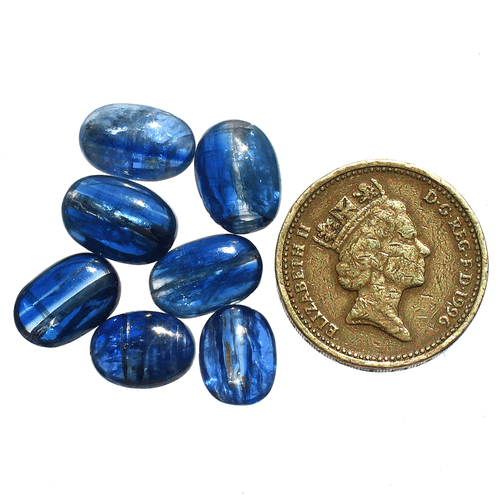 7 Pcs Natural Blue Kyanite Top Quality 10.5mm-12.6mm Oval Cabochon Gemstones Lot - Picture 10 of 15