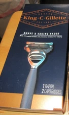 King C Gillette 5 Blade Shaving & Edging Razor 1 Handle 2 Cartridges New