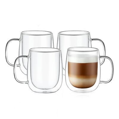 CNGLASS Large Double Wall Glass Coffee Mug 15.2oz,Clear Insulated Glass Espre...