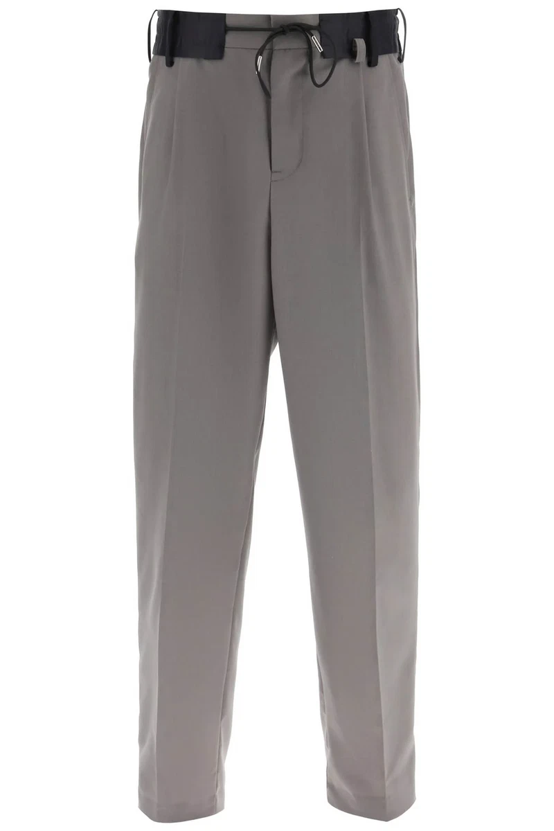 NEW Sacai tailored pants with nylon insert 23 02952M TAUPE
