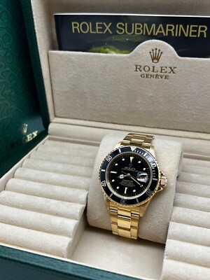 Rolex Submariner 16808 18K Yellow Gold Rare Black GILT NIPPLE DIAL