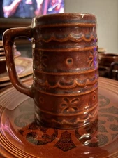Marcrest Daisy Dot Mug Cup Beer Stein Stoneware Pottery Brown USA Vintage Retro