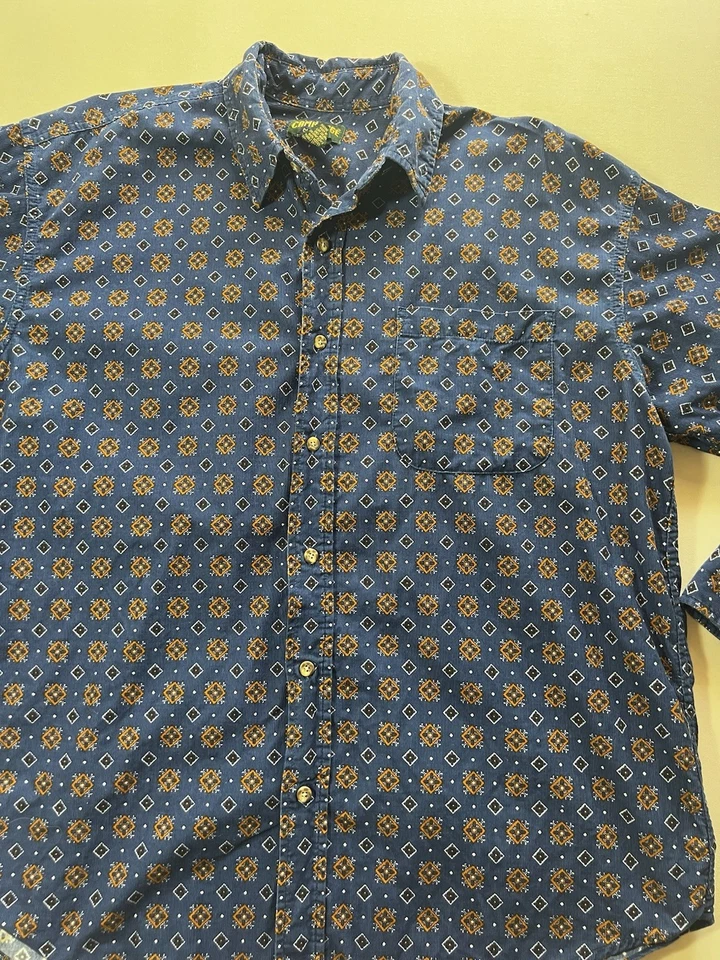 Camisa De Colección Cambridge Classics Para Hombres L Pana Botón Delantero Patrón SW Azul Foto 2 de 4