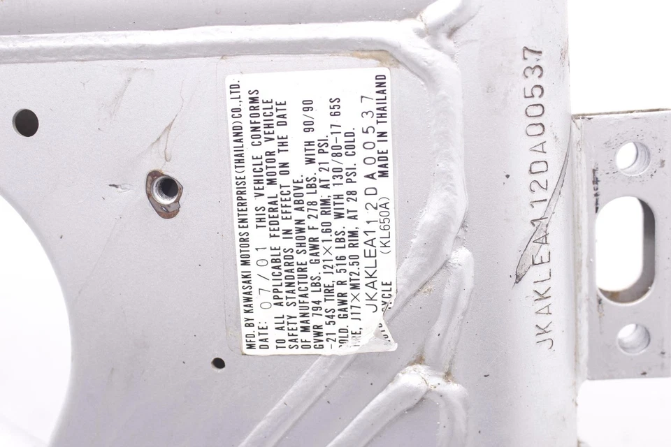 02 Kawasaki Klr650 Oem Frame EZReg Clean Paper R11 Foto 3 de 4