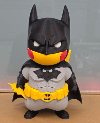 Batman & Pikachu Mashup Plastic Figure in Black Gray Yellow Red