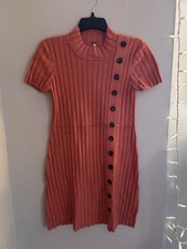 Free People Rust Knit Short Sleeve Sweater Dress with Buttons, Size S