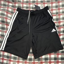 adidas 3-Stripes Men's Athletic Shorts Black/White Drawstring 8in Size M