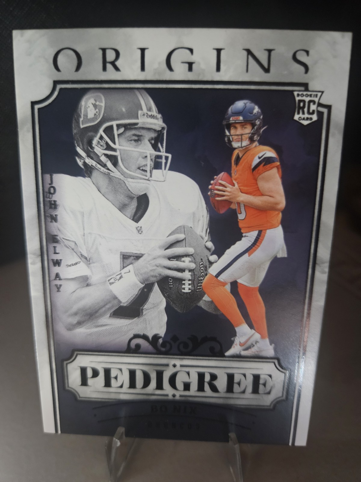 2024 Panini Origins Pedigree John Elway, Bo Nix #4 SSP