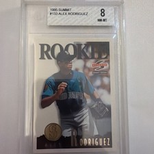 1995 Summit#133 Alex Rodriquez Graded Rookie Card Beckett 8 Seattle Mariners W 9. rookie card picture